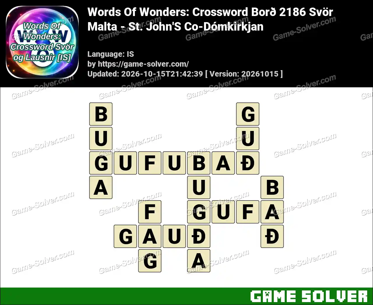 Words Of Wonders: Crossword Borð 2186 Svör – Malta – St. John’S Co-Dómkirkjan